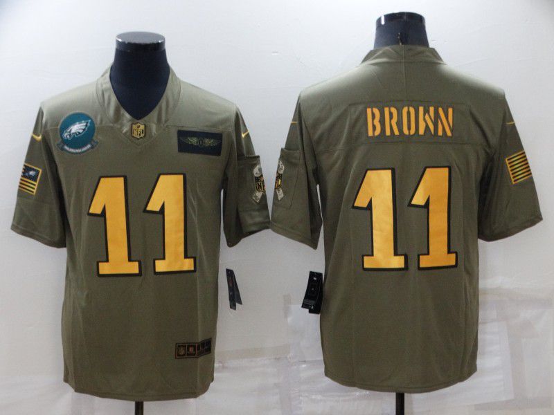 Men Philadelphia Eagles #11 Brown Gold Nike Olive Salute To Service Limited NFL Jersey->philadelphia eagles->NFL Jersey